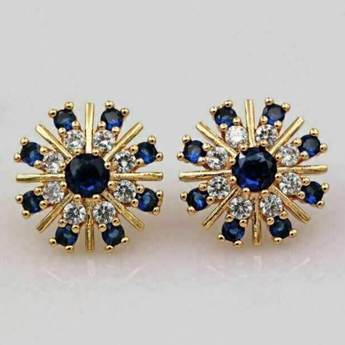 Blau saphir ohrstecker diamant - blau,
